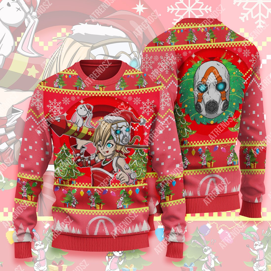 Borderlands Sweater Tina Christmas Ugly Sweater Red Full Print Adult Long Sleeve