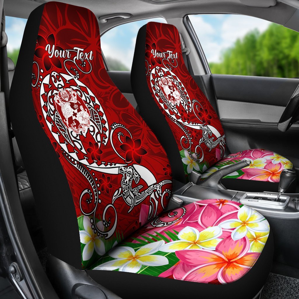 Tonga Custom Personalised Car Seat Covers – Turtle Plumeria (Red) – BN18