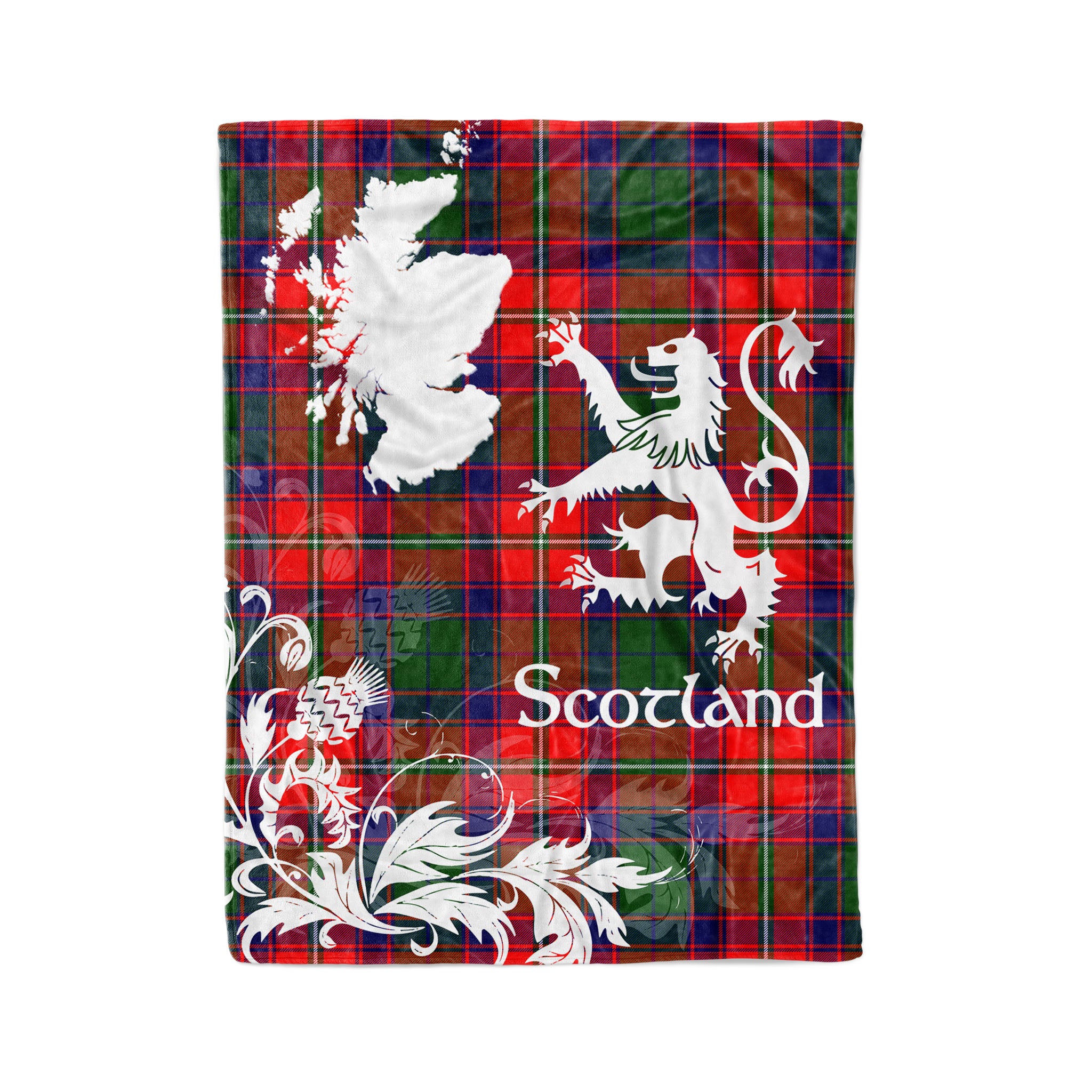 Tartan Plaid Fleece Blanket Tartan Blanket Thistle And Lion Scottish Clan Charteris Plaid Blanket