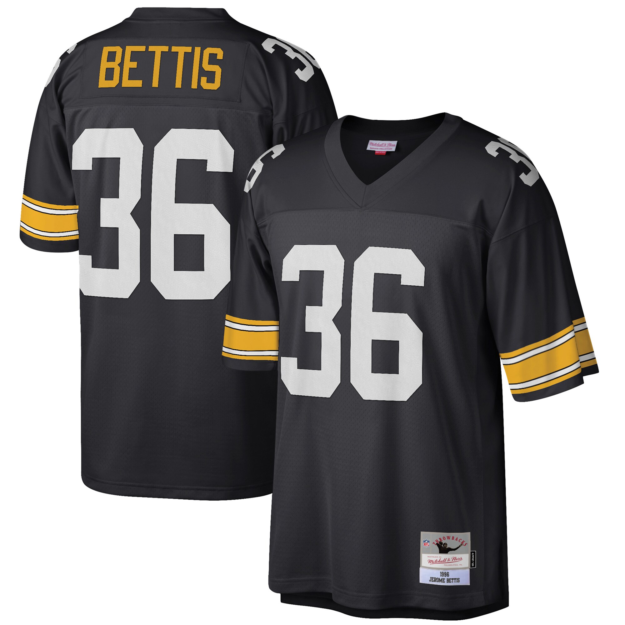 Jerome Bettis Pittsburgh Steelers Mitchell & Ness Big & Tall 1996 Retired Player Replica Jersey – Black