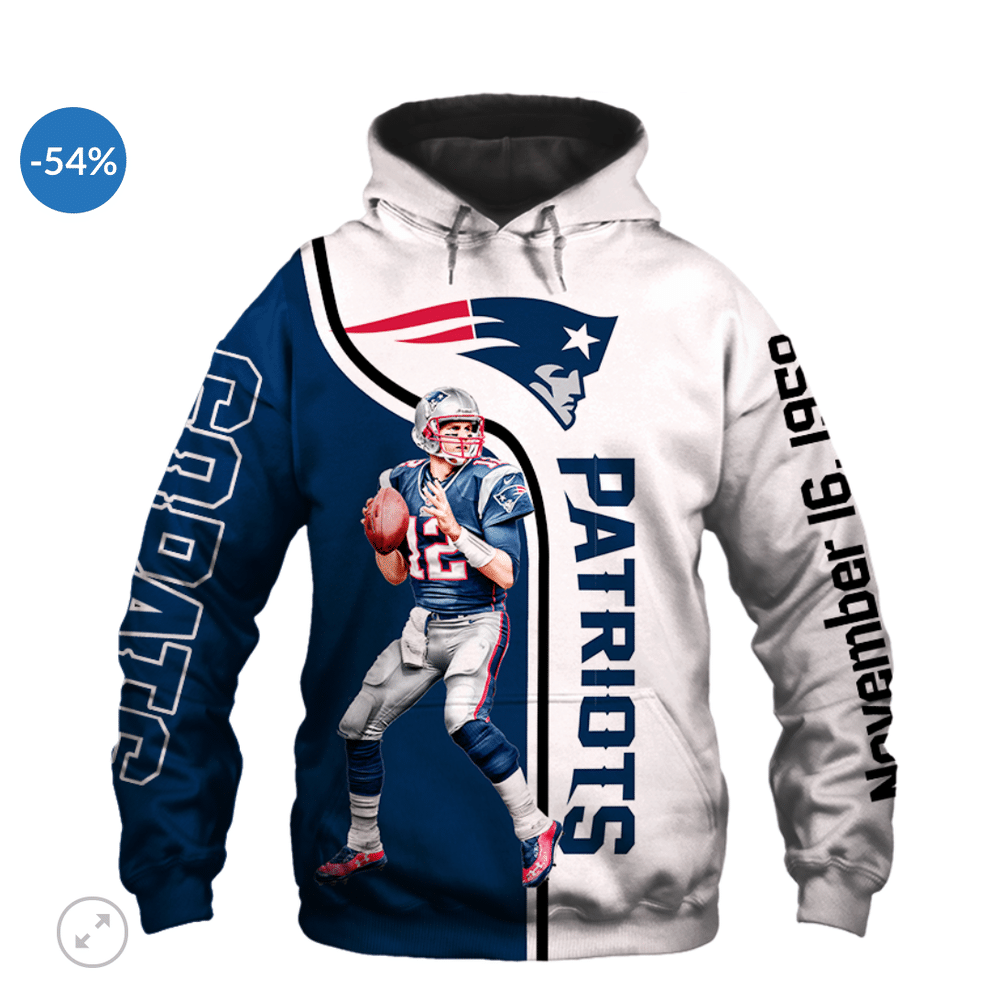 Tom Brady 12 New England Patriots Tom Brady 3D Hoodie Sweatshirt