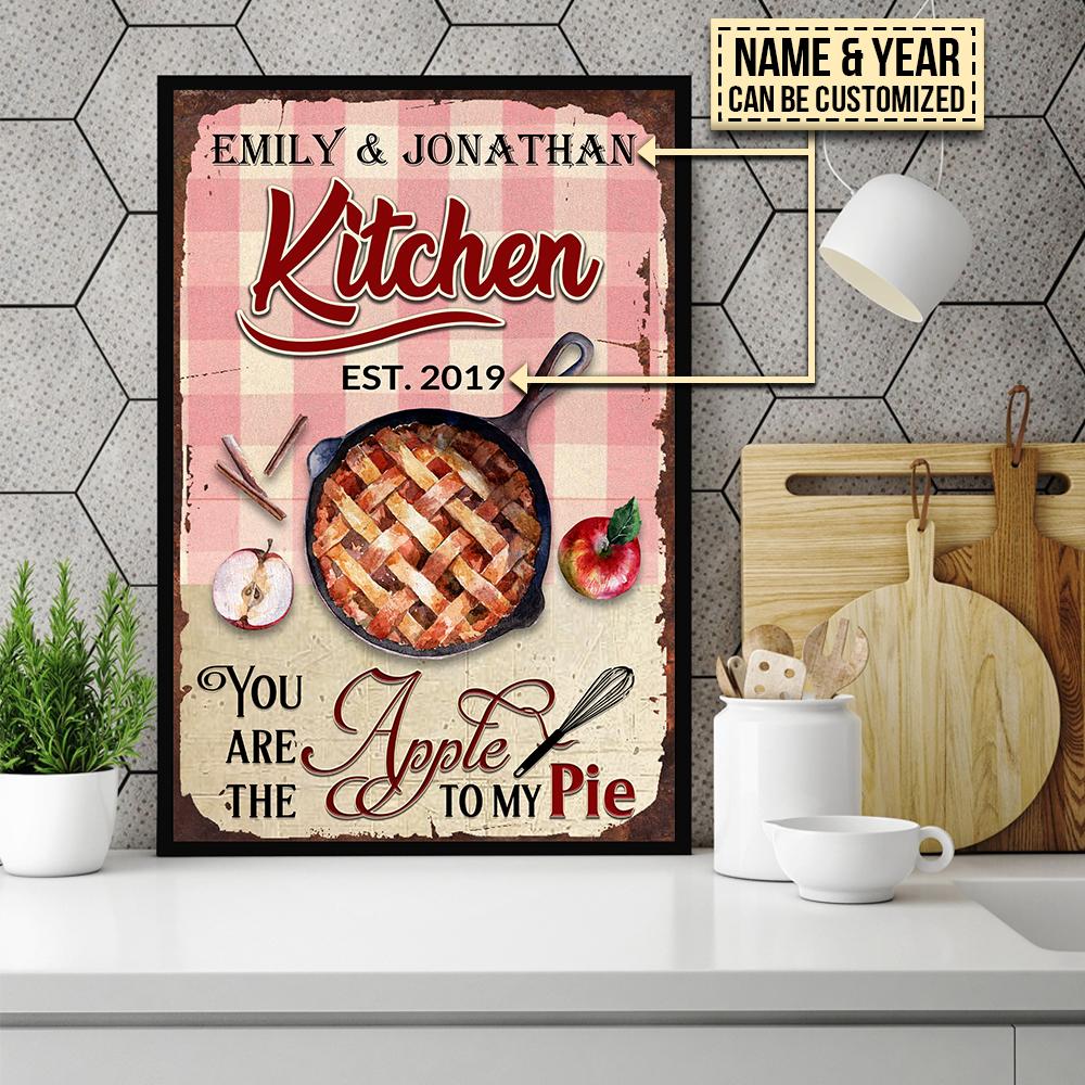 Personalized Canvas, Custom Canvas Prints Baking Couple Apple Pie Customized Poster Print, Canvas Poster Wall Art, Canvas Print Wall Decor