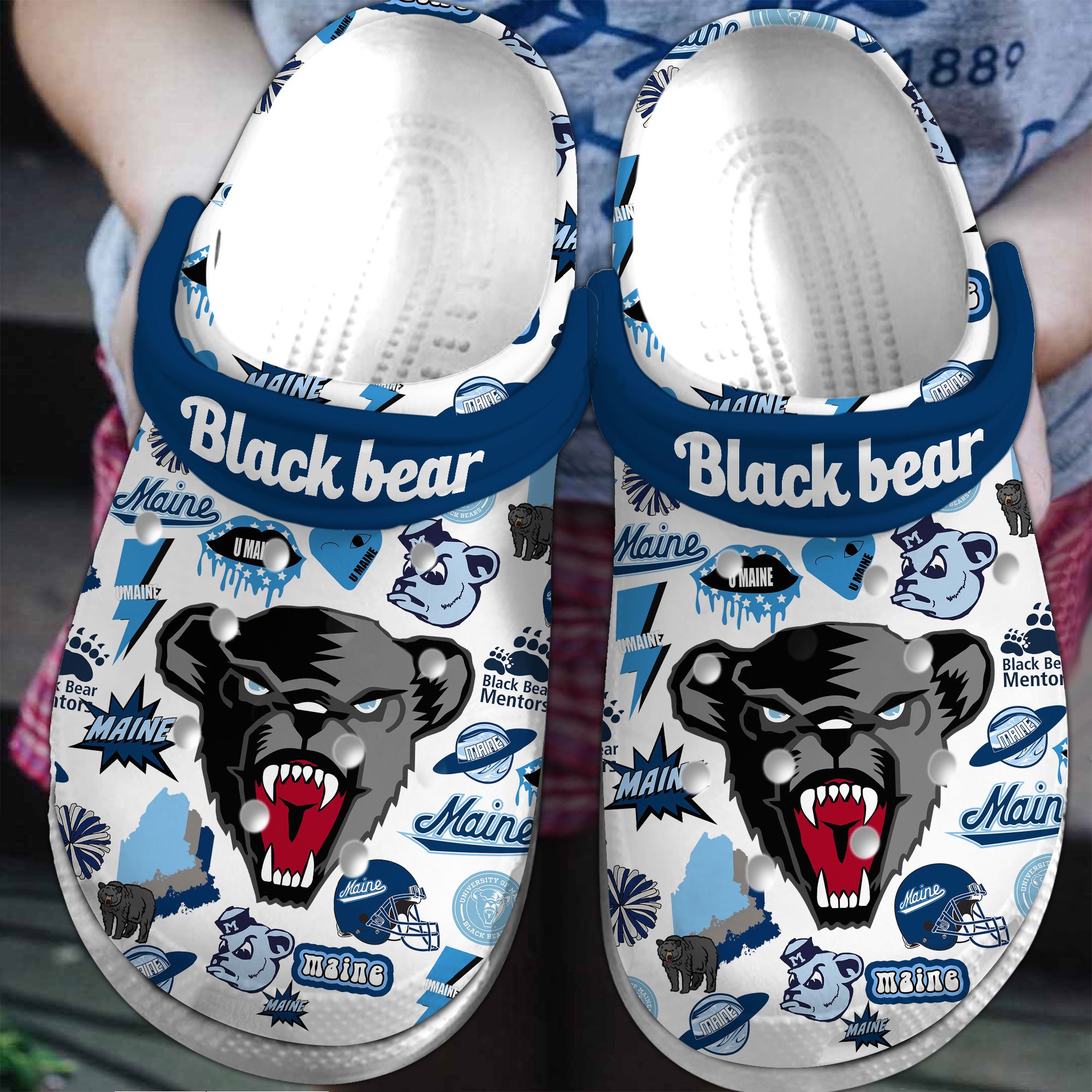 Maine Black Bears NCAA Sport Crocss Crocband Clogs Shoes Comfortable For Men Women and Kids