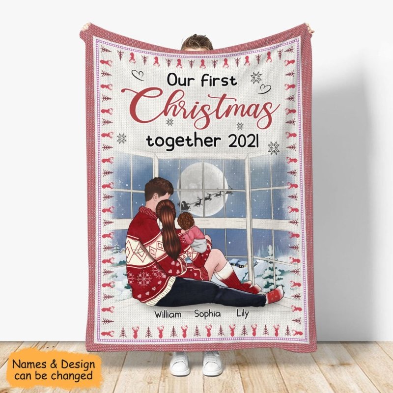 New Parents Window First Christmas Together Personalized Christmas Blanket