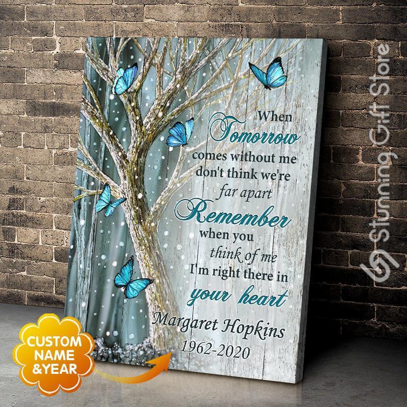 Stunning Gift Custom Name And Year Buttterfly Canvas I’M Right There In Your Heart Wall Art