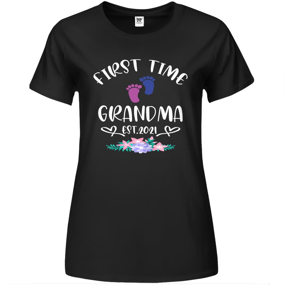 Womens First Time Grandma Shirt Promoted To Grandma Est 2021 Premium Womens Tshirts