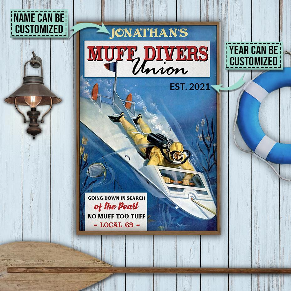 Aeticon Gifts Personalized Diving Retro Muff Divers Union Canvas Mom Dad Gift Home Decor