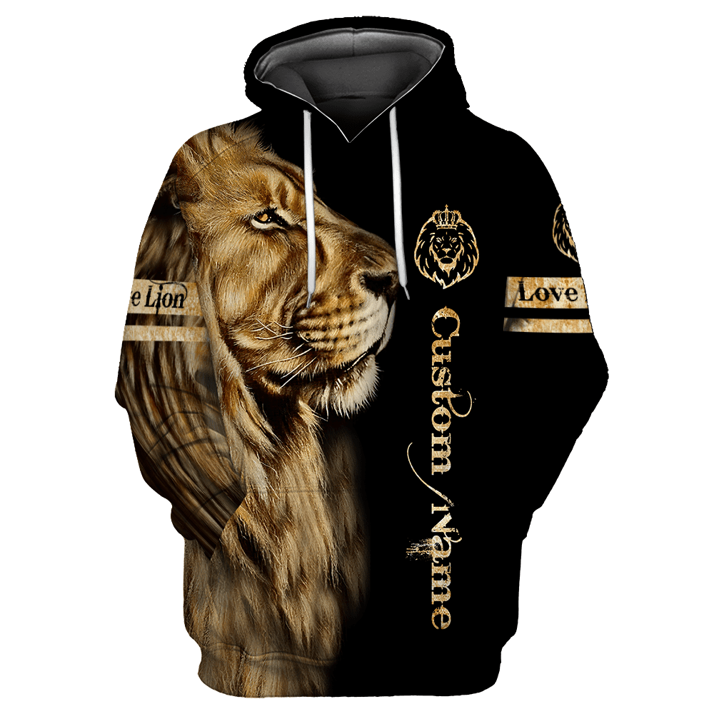 Customize Name Love Lion 3D All Over Printed Unisex Shirt