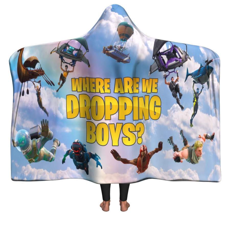 Where Are We Dropping Boys Hooded Blanket