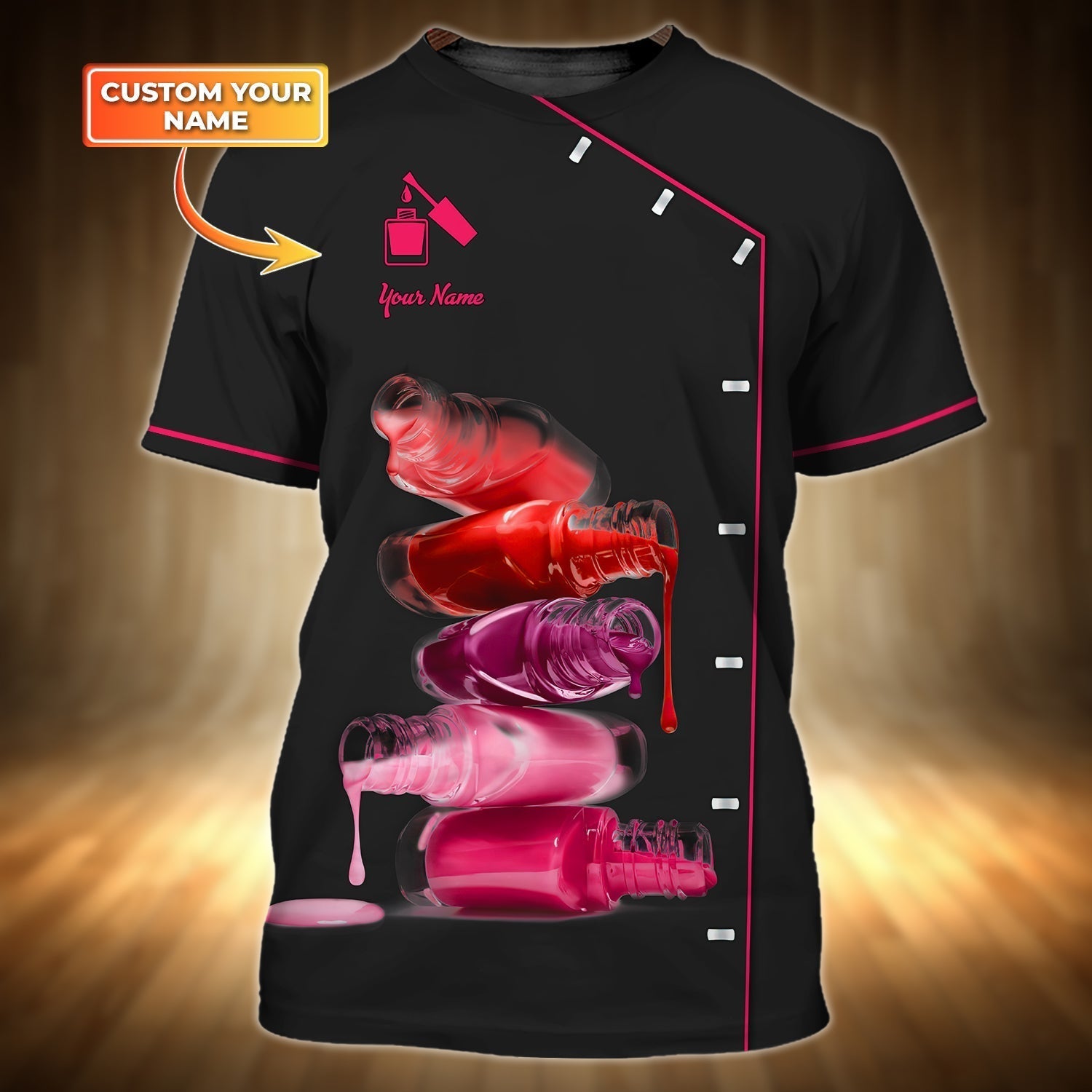 Custom With Name 3D T Shirt For Nail Technician, Women Nail Tech Gifts