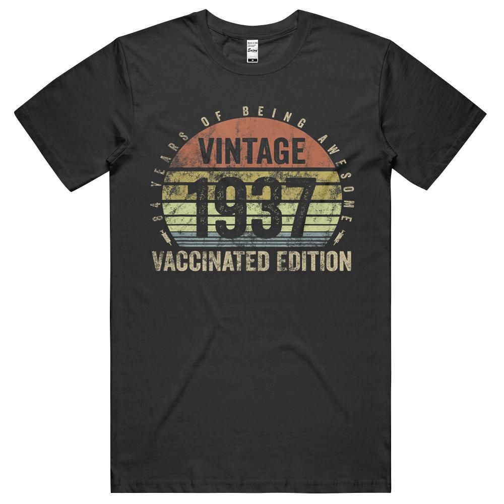 84 Year Old Retro Gifts Vintage 1937 Vaccinated Edition 84th T-shirt