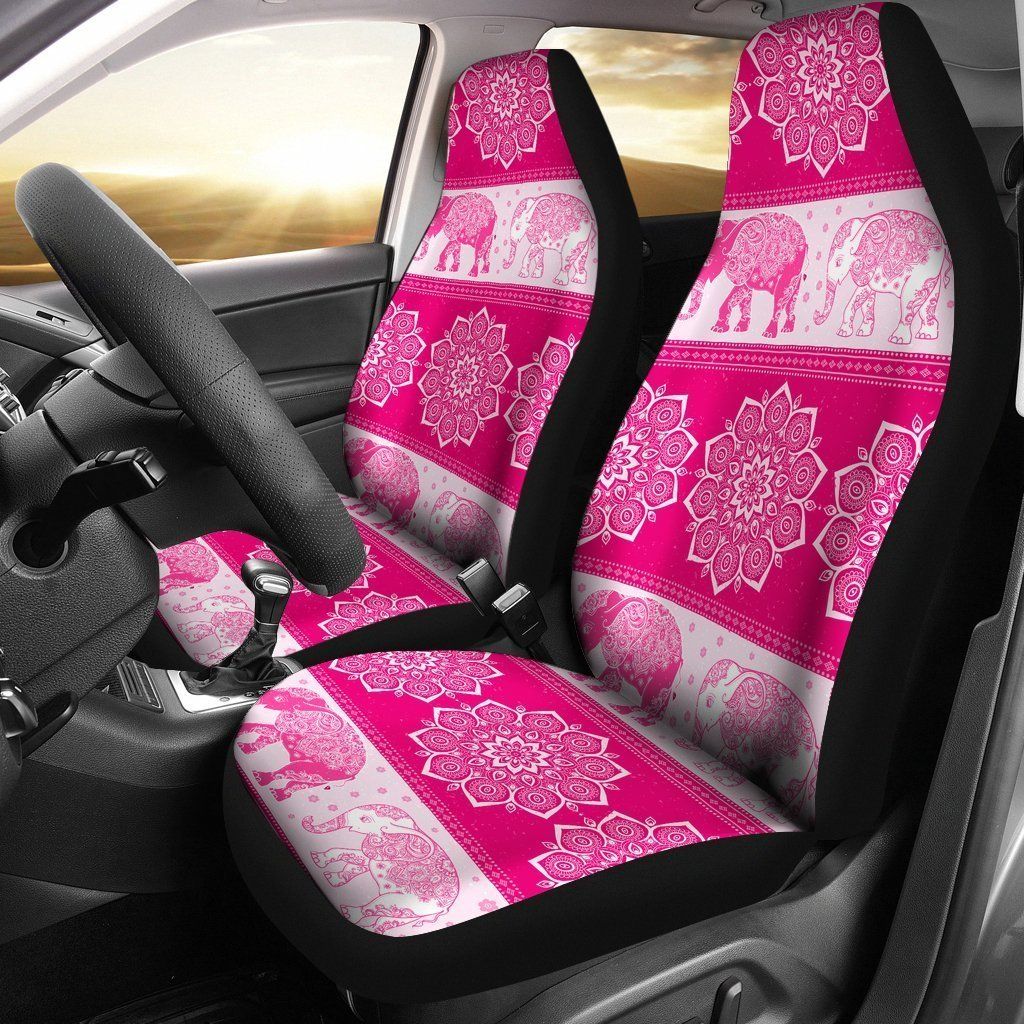 Flower Mandala Elephant Pink Color Car Seat Covers amazing best gift ideas 2020