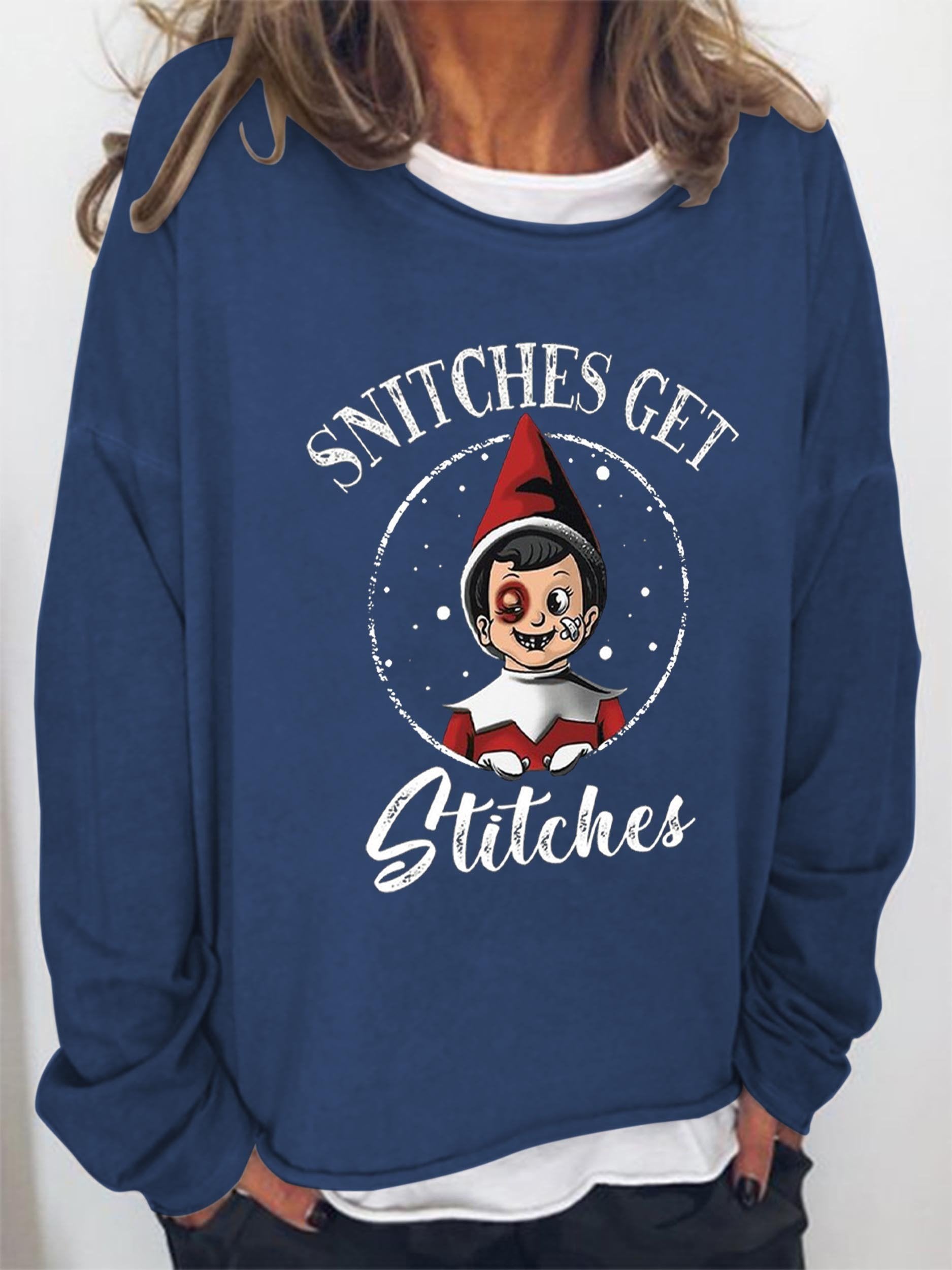Women Snitches Get Stitches Long Sleeve Top