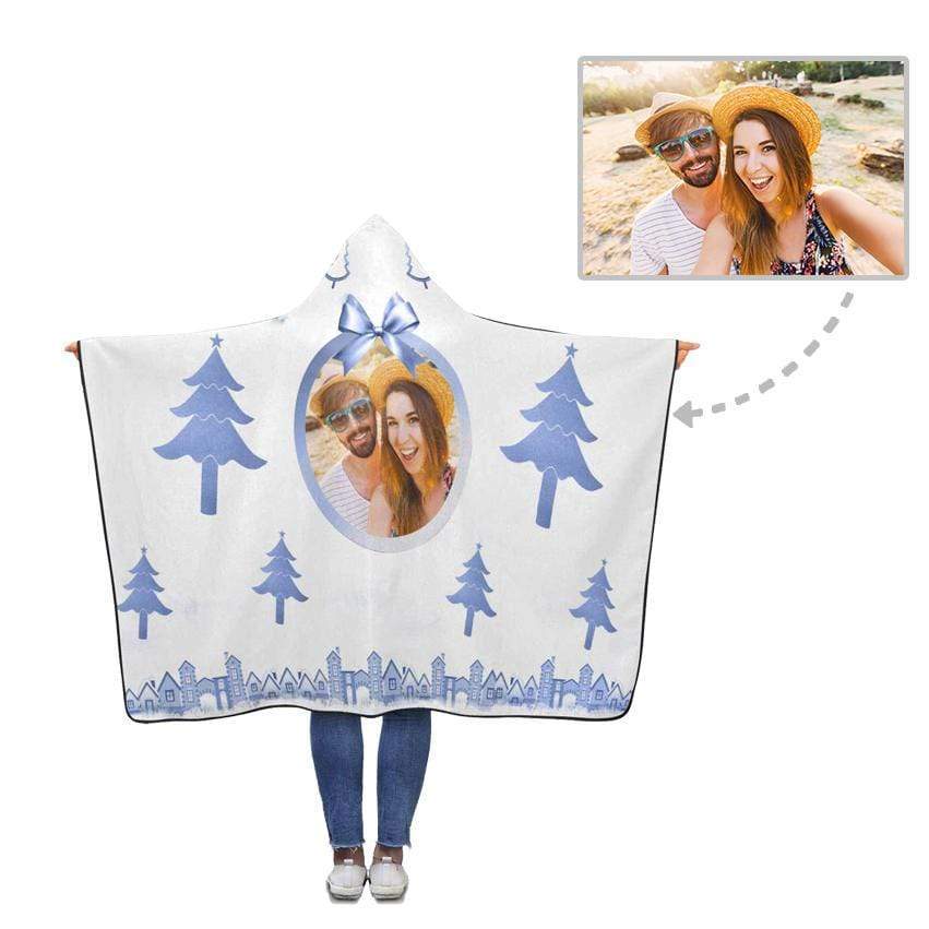 Custom Photo Houses Pine Hooded Blanket