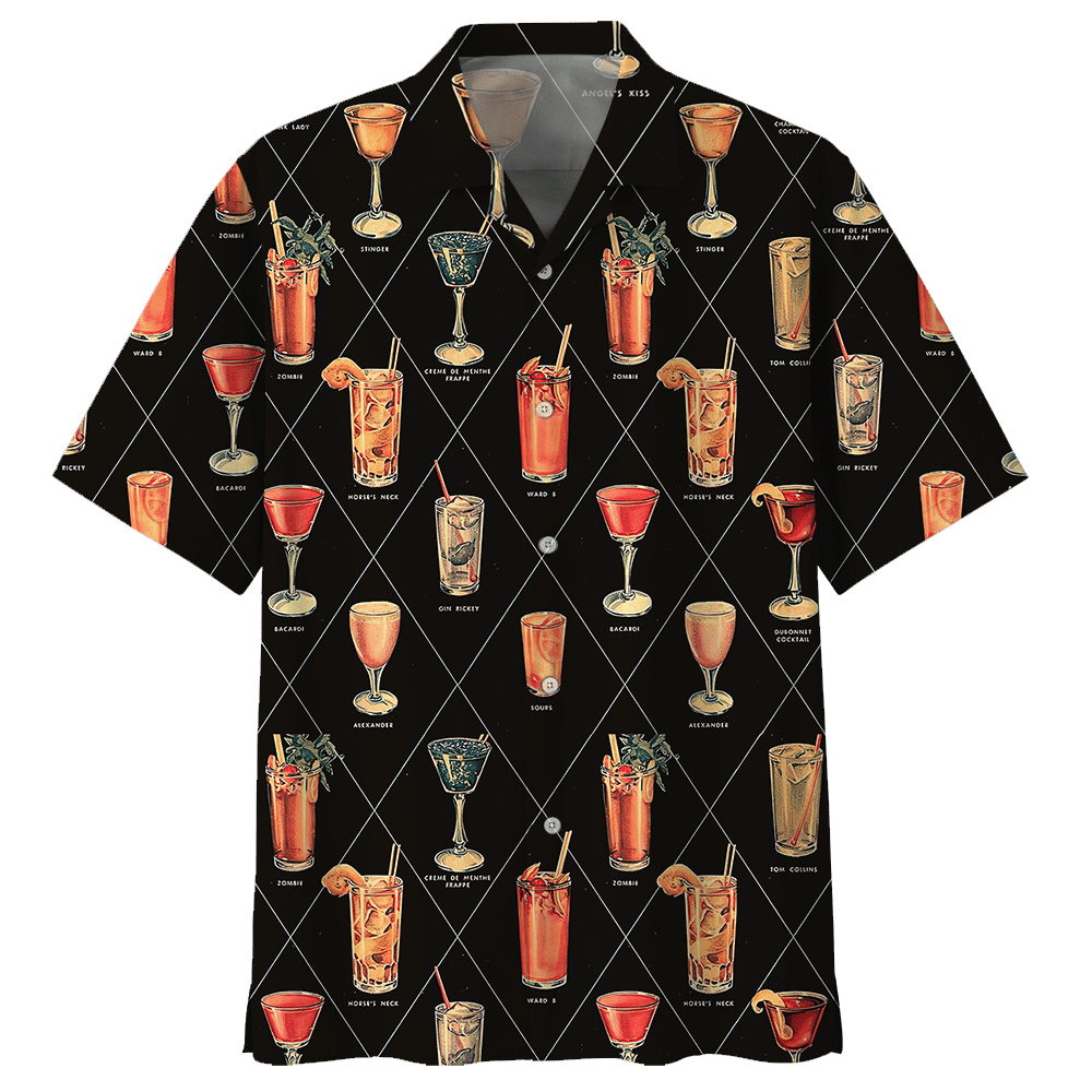 Cocktail Black Unique Design Unisex Hawaii Shirt For Men And Women Ha106424