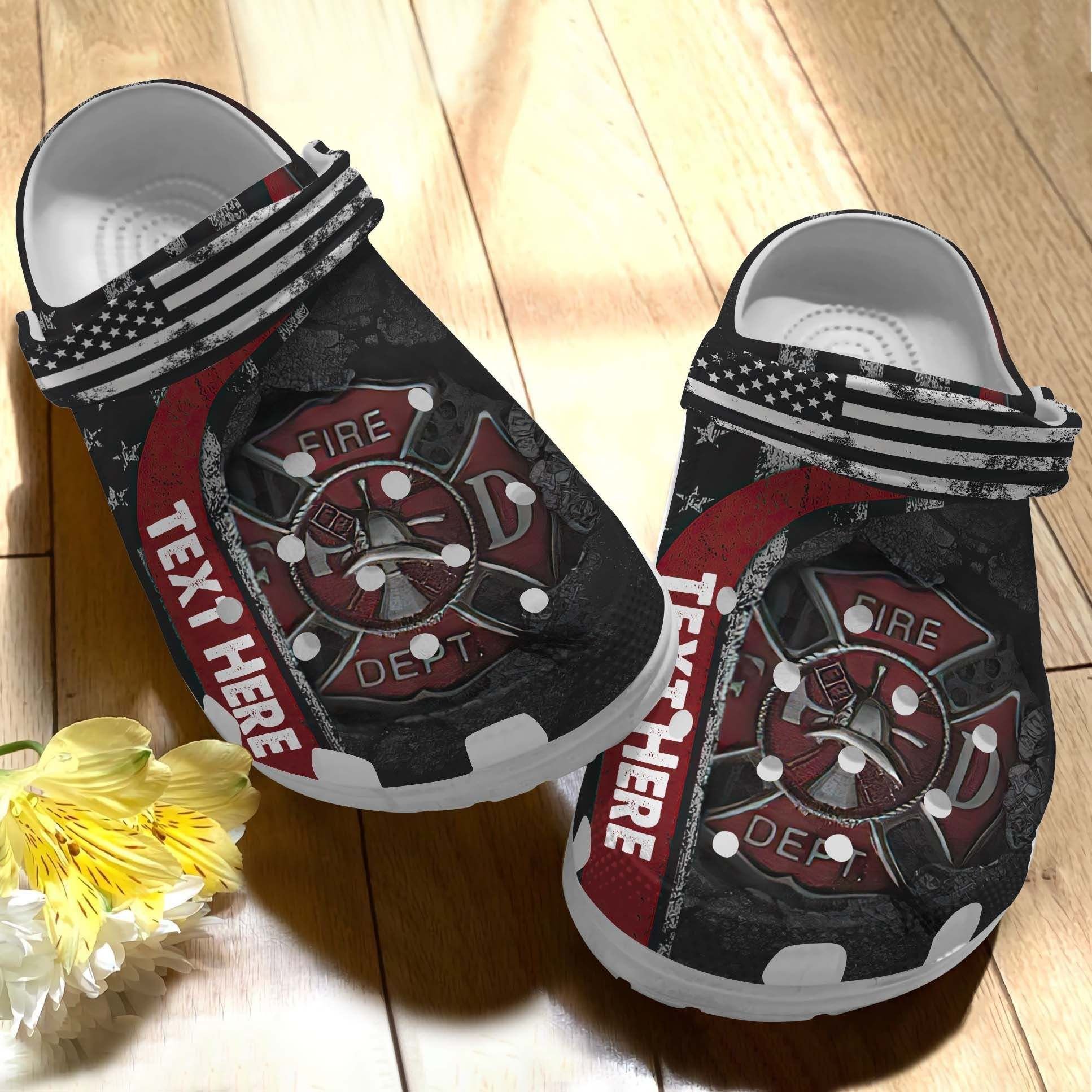 Customize Name Firefighter Croc Shoes Gift For Men Women – Fire Dept Shoes Crocbland Clog Birthday Gifts For Son