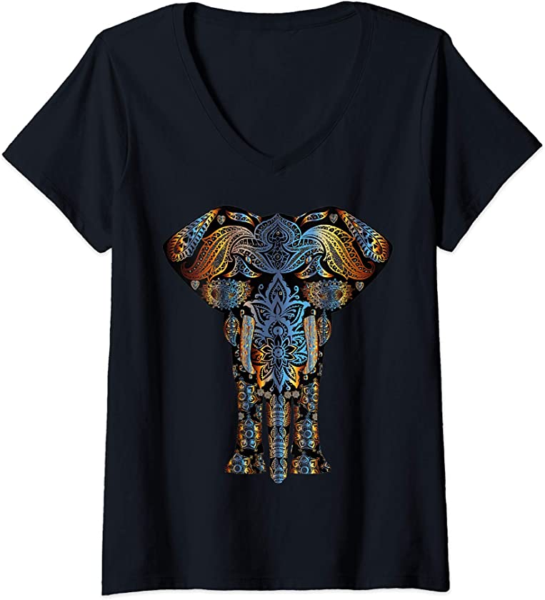 Womens Elephant Nirvana V-Neck T-Shirt