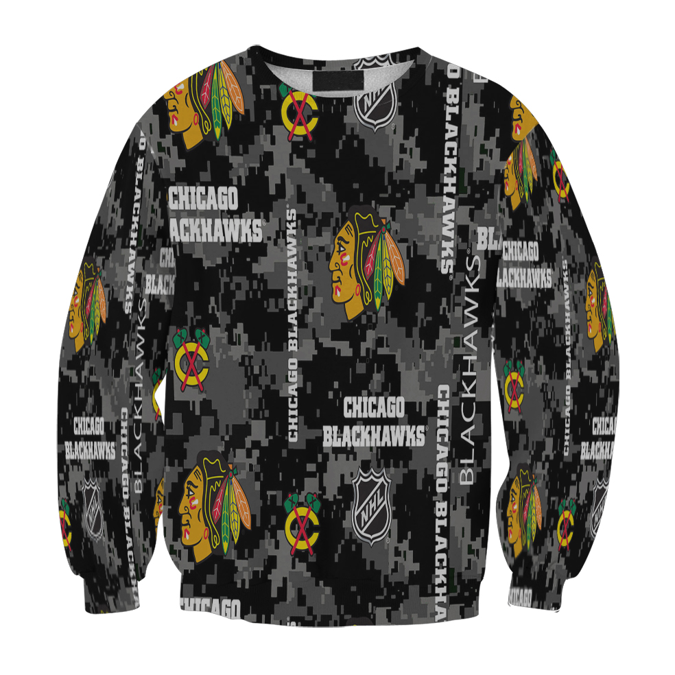 Chicago Blackhawks Emblem Camo Symbol Gift For Fan 3D Full Printing Sweatshirt