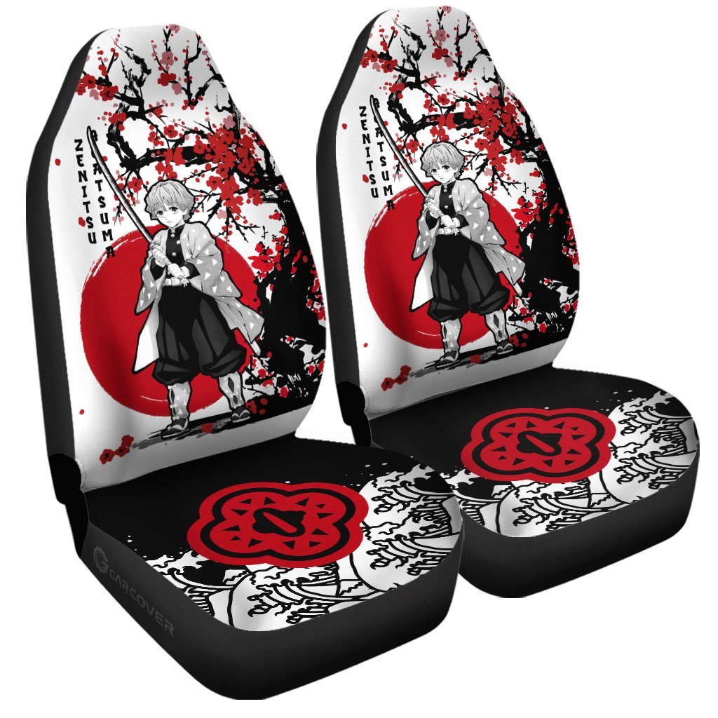 Zenitsu Car Seat Covers Custom Japan Style Demon Slayer Anime Car Accessories