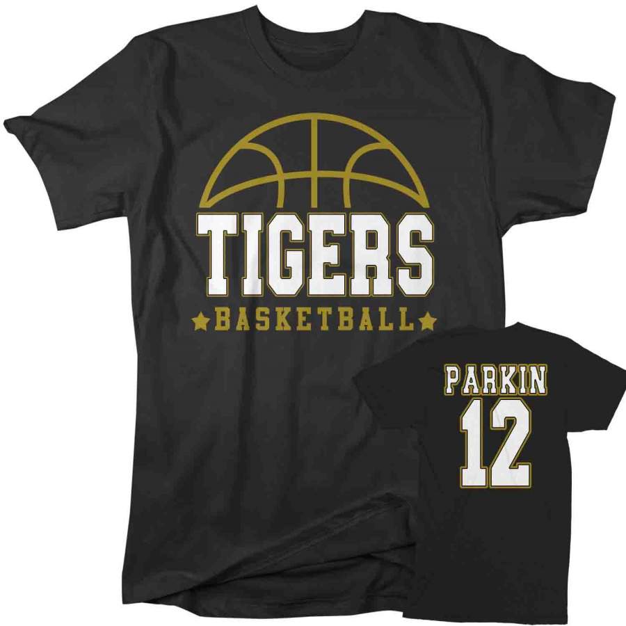 Men’s Personalized Basketball T Shirt Custom Basketball Dad Shirt Personalized Basketball Rear Printed Custom Shirts