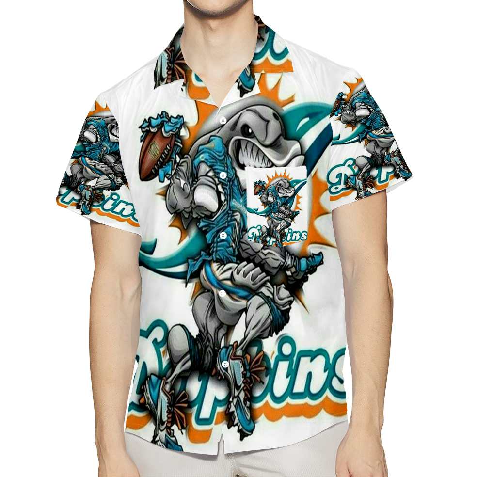 Miami Dolphins Art 2 3D All Over Print Summer Beach Hawaiian Shirt With Pocket