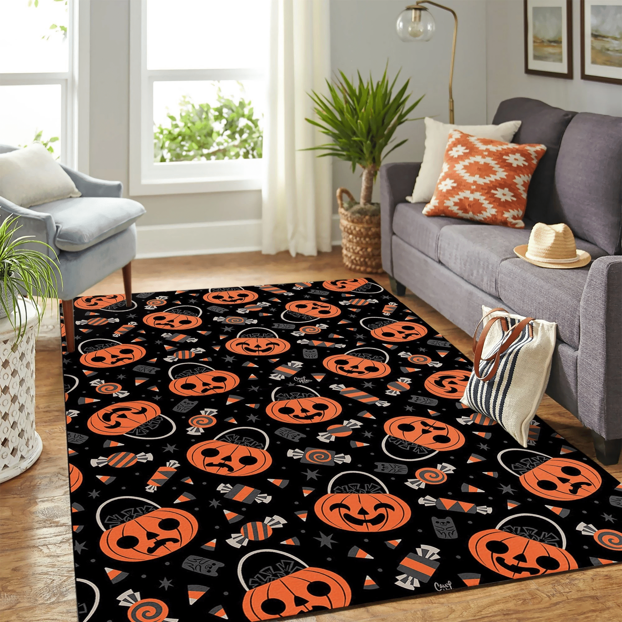 Pumpkin Halloween Carpet Floor Area Rug Chrismas Gift