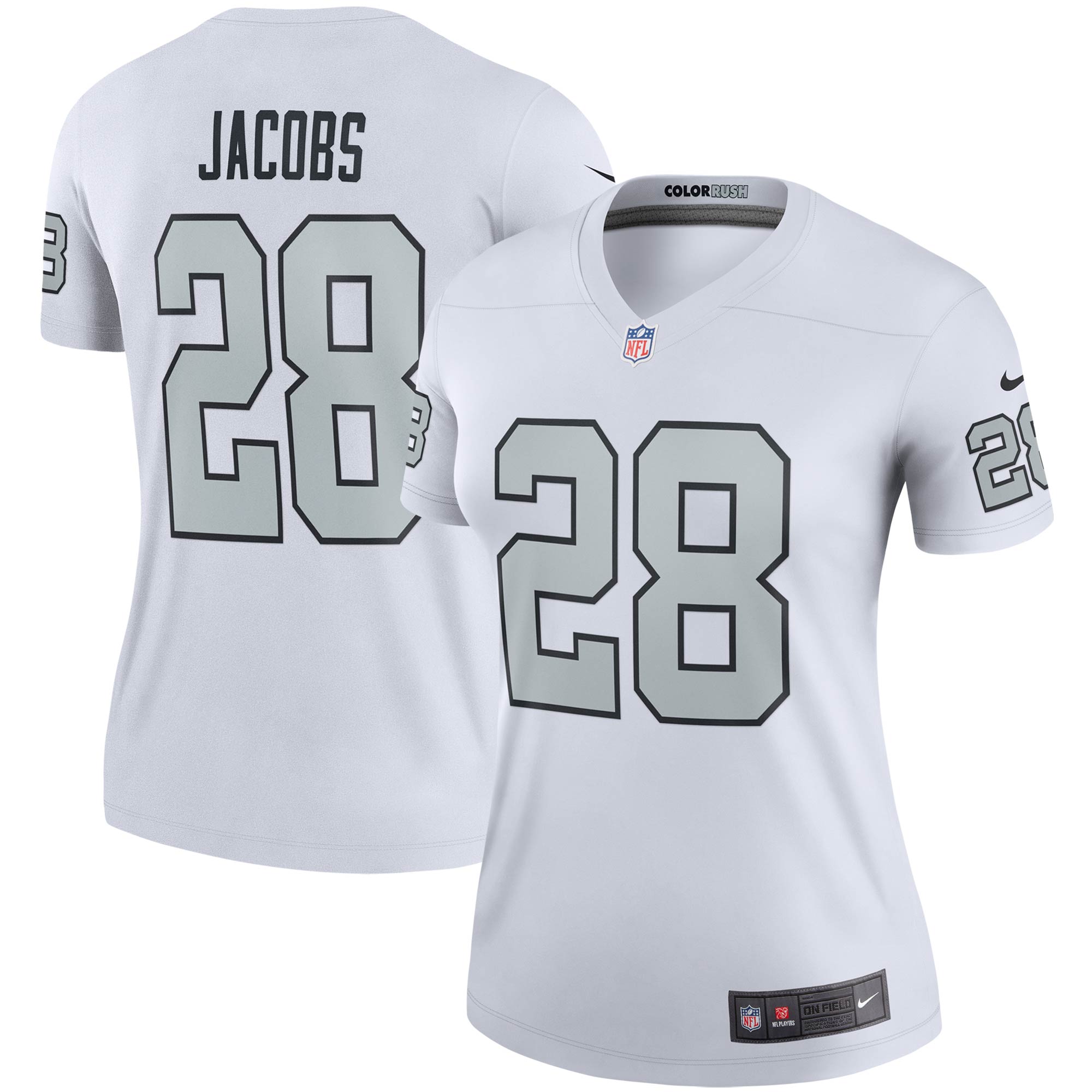 Women’s Las Vegas Raiders Josh Jacobs White Color Rush Legend Player Jersey