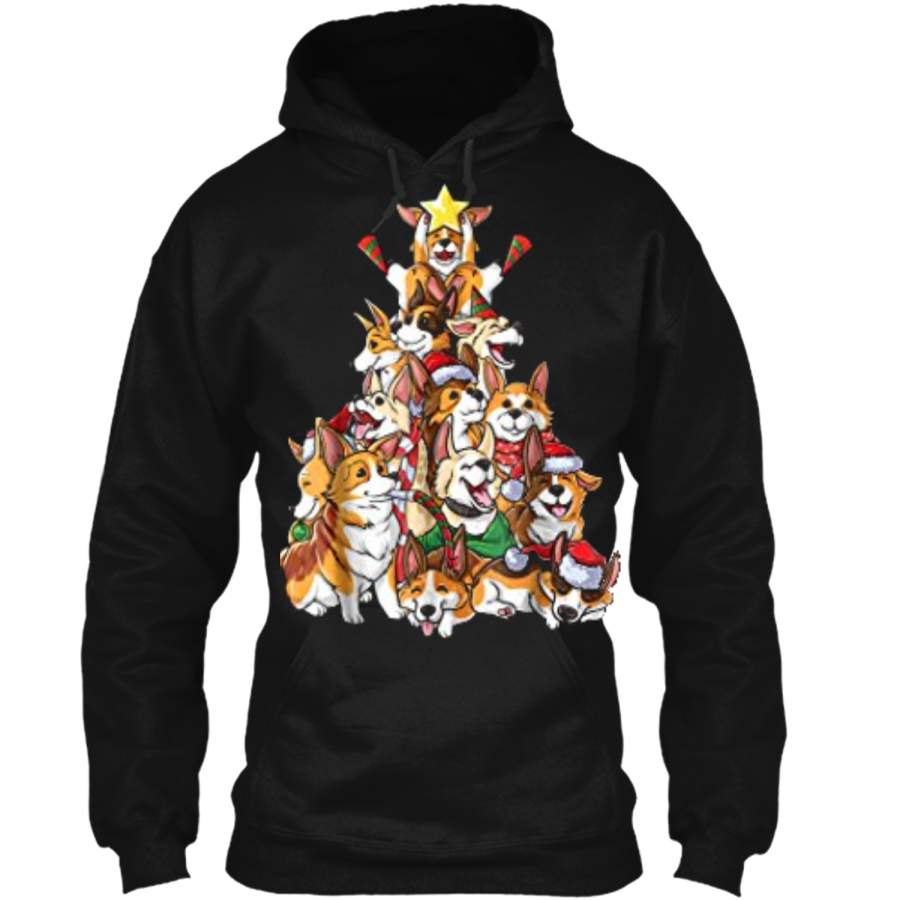 Corgi Christmas Tree Merry Corgmas I love my Gifts Pullover Hoodie 8 oz