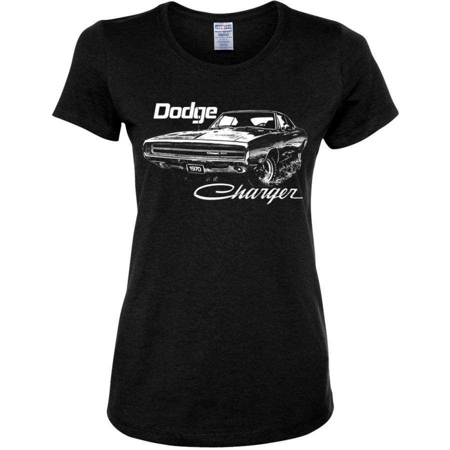 Vintage White 1970 Dodge Charger Racing Cars and Trucks Womens Graphic T-Shirt