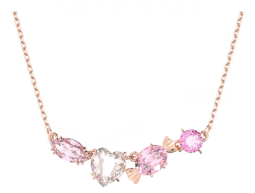 2020 Fashion Jewelry SWA New Gema 520 Necklace Candy and Heart Pink Crystal Rose Gold Plated Women Romantic Jewelry Gift alx