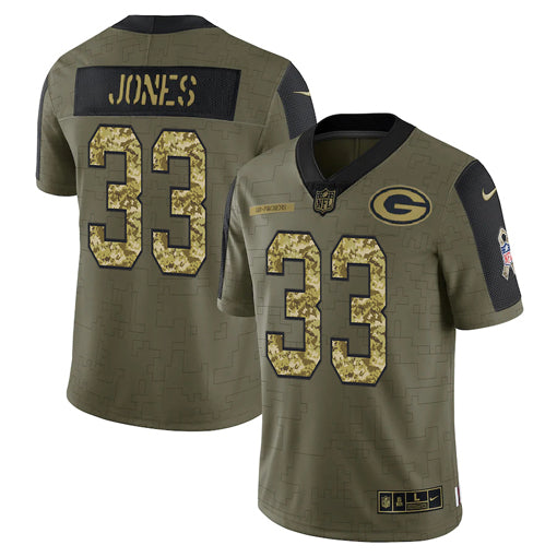 Men’S Green Bay Packers Aaron Jones Nike Camo 2021 Salute To Service Limited Player Jersey