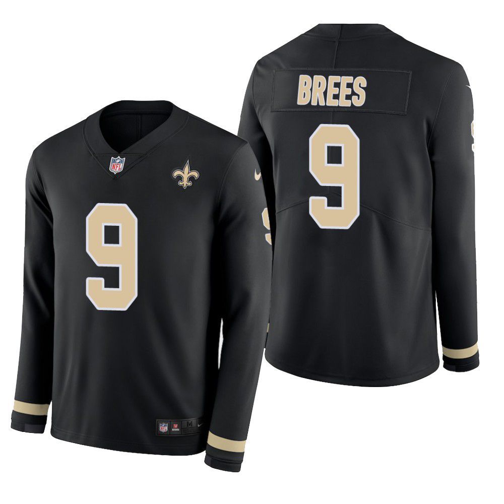 New Orleans Saints Drew Brees Therma Long Sleeve Mens Jersey Black