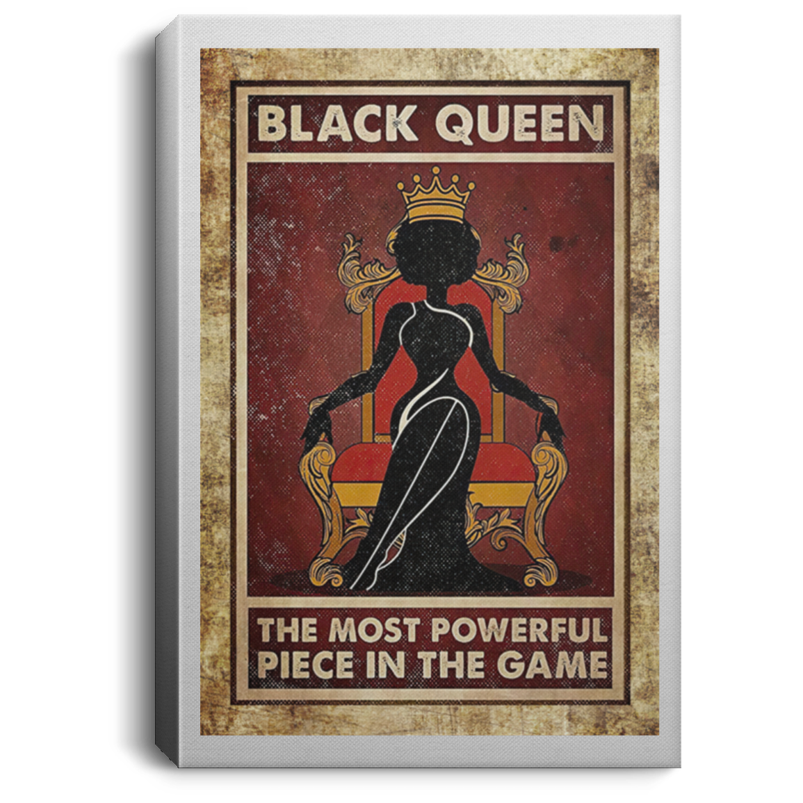 Black Queen Sit On The Throne Red Poster Canvas .75In Frame