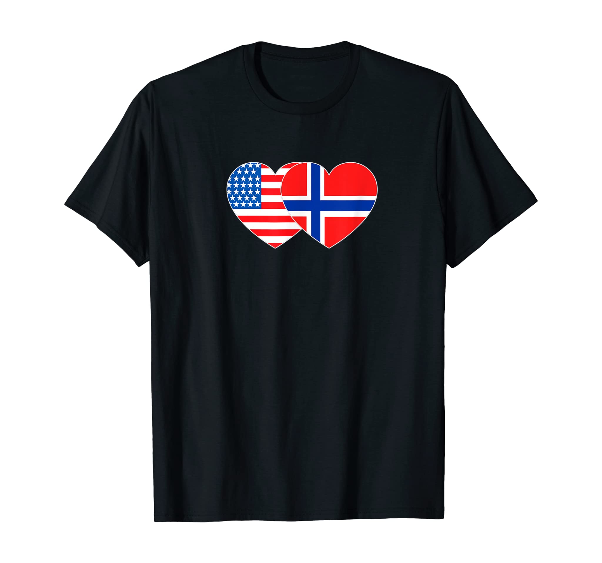 Norway & USA Flag Twin Heart for Norwegian Americans Patriot T-Shirt