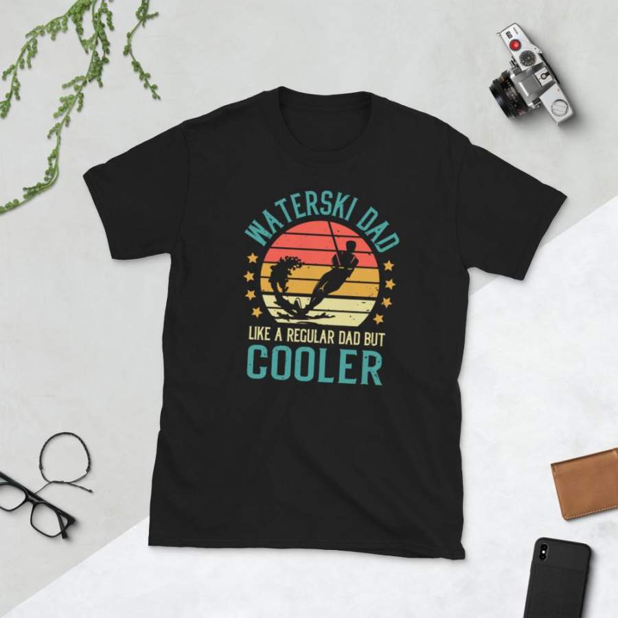 Waterski Dad Like A Normal Dad But Cooler T-Shirt Men’s Vintage Water Ski Lover Dad Shirt Fathers Day Gift Waterskier S-3XL Unisex T-Shirt