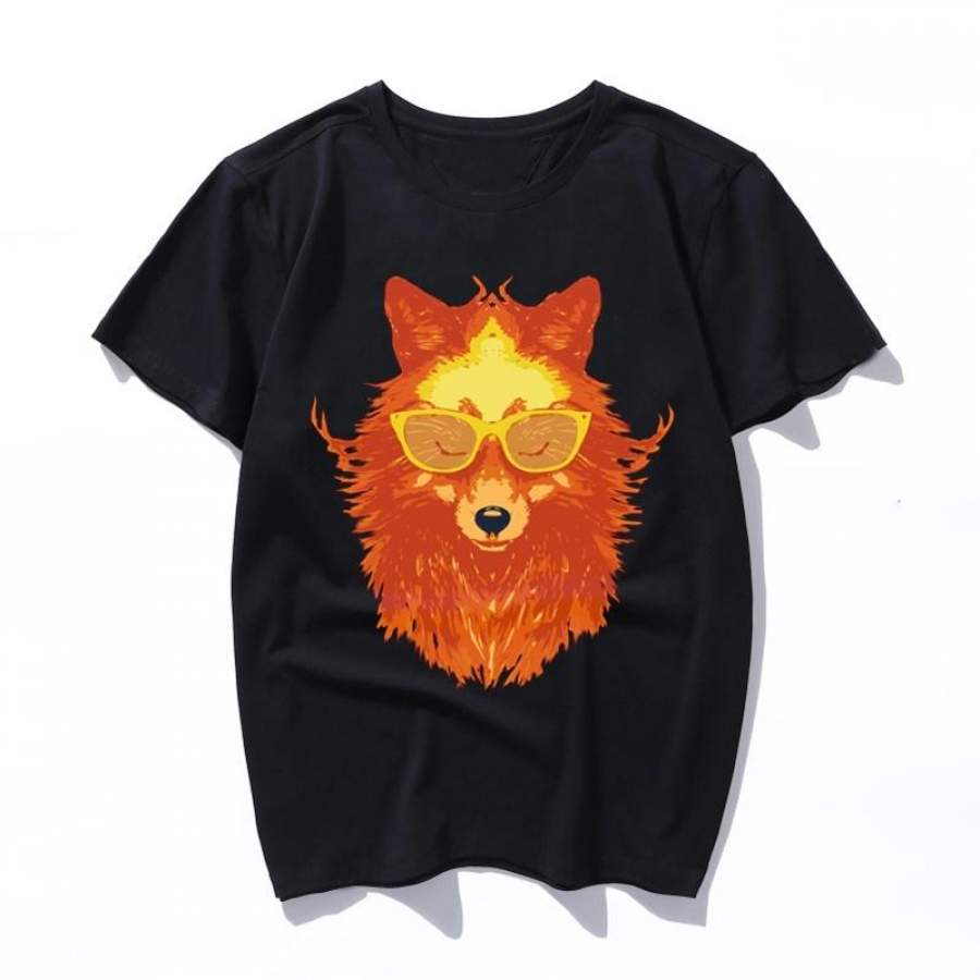 fancy cute fox doing yoga t shirt women/men art print Oil aesthetic Cute funny tshirt 90s cartoon Ullzang Casual top tee t-shirt female/male clothes