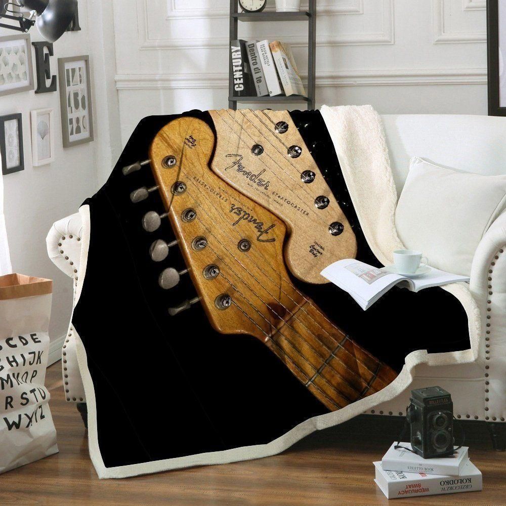 3D Guitar Tunes Printed Fleece Blanket, Sherpa Blanket, Gift For Parent, Family Member, Friends Gift, Christmas Gift, Home Decor, Home Living