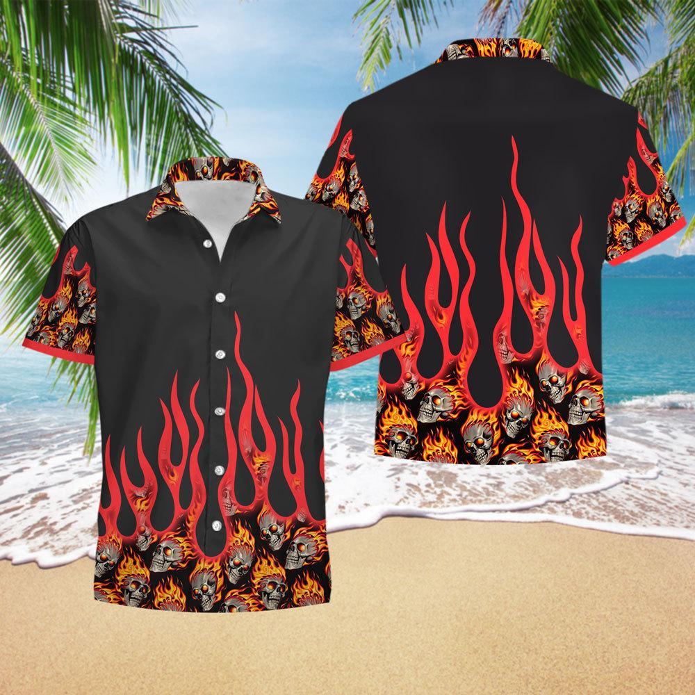 Fire Skull Aloha Hawaii Shirts For Men And Women Ha1015