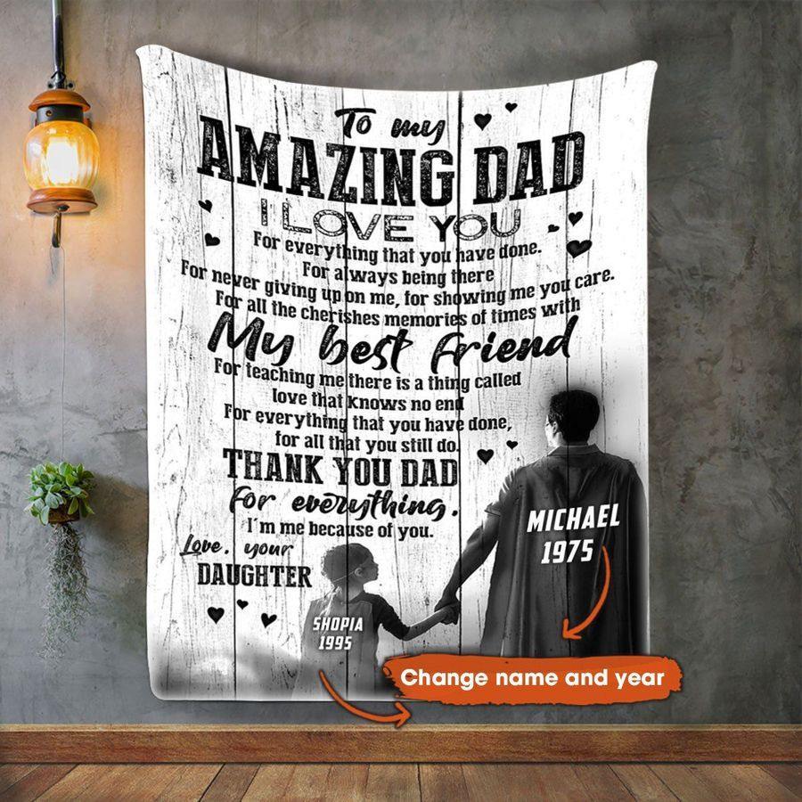 [Personalized Name & Date] My Best Friend – Best Idea Gift For Dad, Gift For Home Decor, Gift For Family  – Fleece Blanket