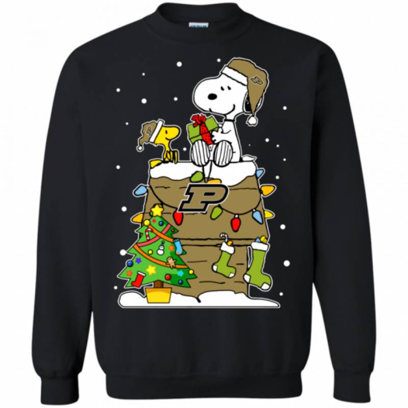 Purdue Boilermakers Ugly Christmas Sweaters Snoopy Woodstock T Shirt Hoodies Sweatshirt