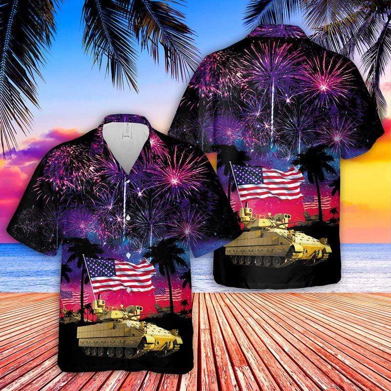 Us Army Bradley For Independence Day Hawaii Aloha Shirt Made In Or Beach Shorts Ha44065