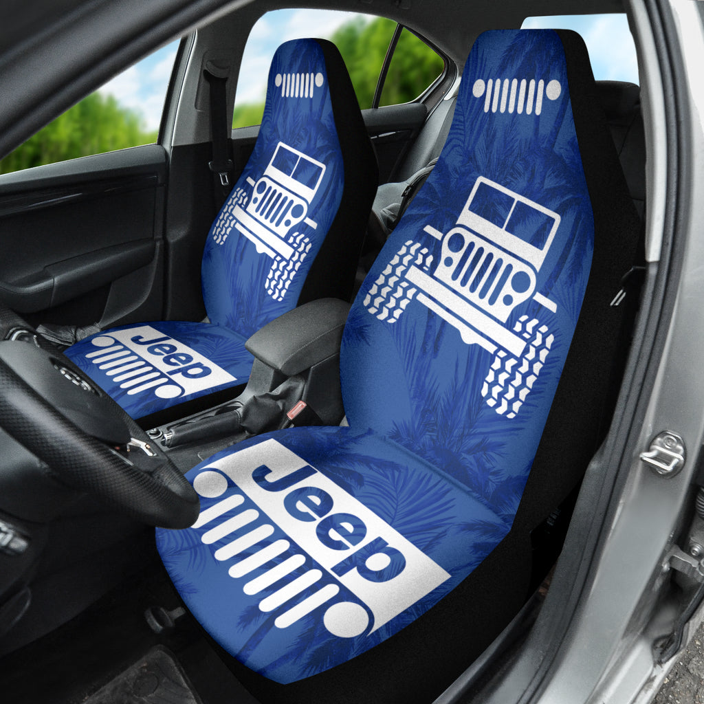 Jeep Offroad Blue White Beach Palms Style 1 Car Seat Covers 211401