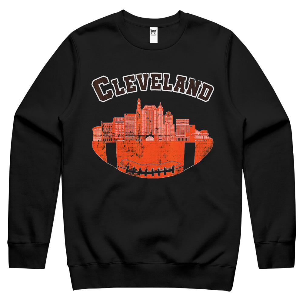 Retro Vintage Cleveland Ohio Cityscape Football Crewneck Sweatshirt