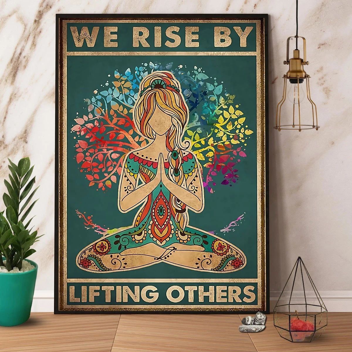 Yoga We Rise By Lifting Others Satin Canvas Prints Poster Wall Art Decor