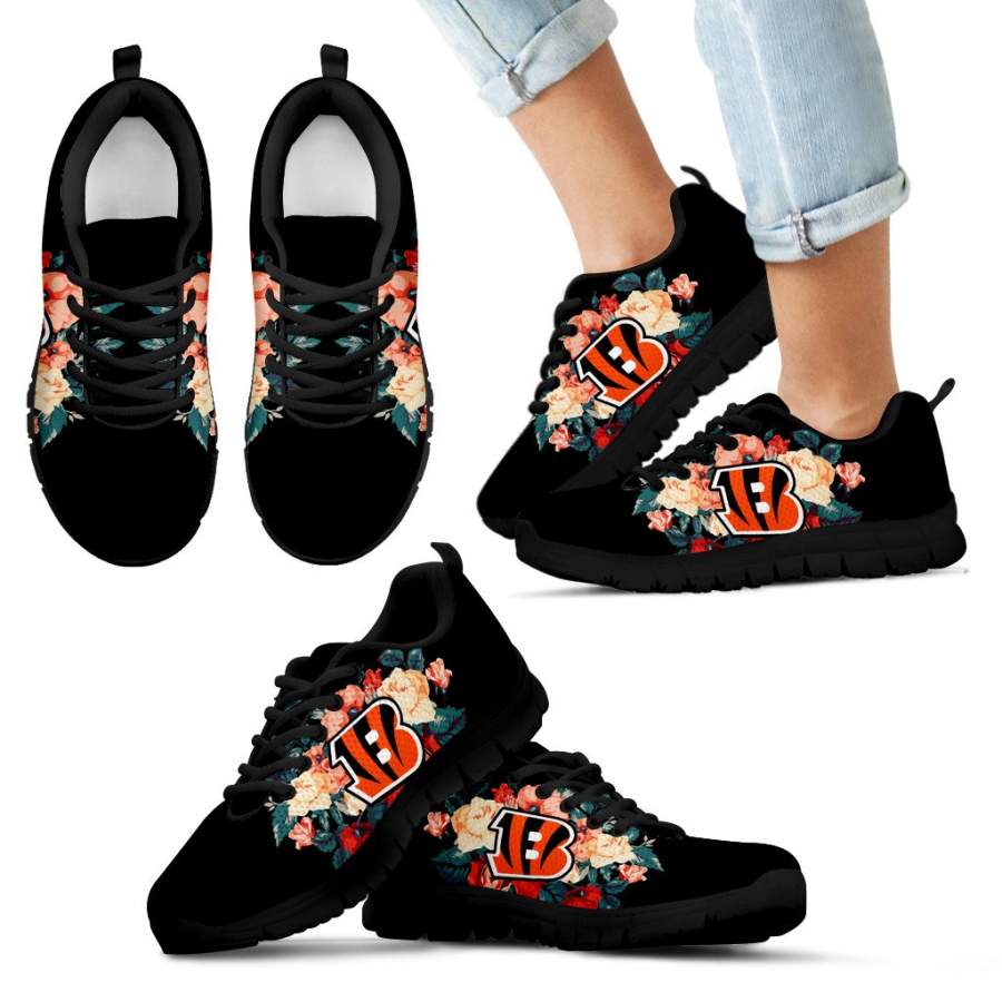 Gorgeous Flowers Background Insert Pretty Logo Cincinnati Bengals Sneakers