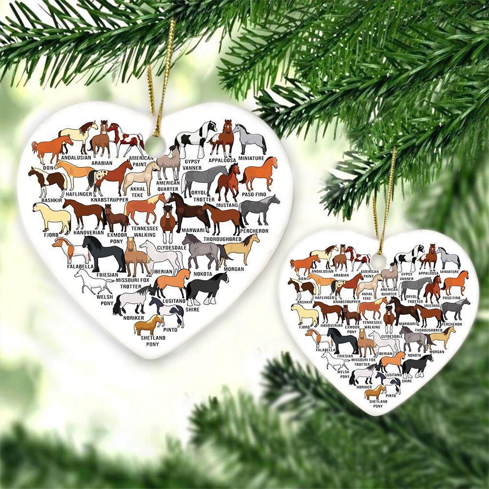 Horse Heart Ceramic Ornament Christmas Ornament Christmas Gift Ideas