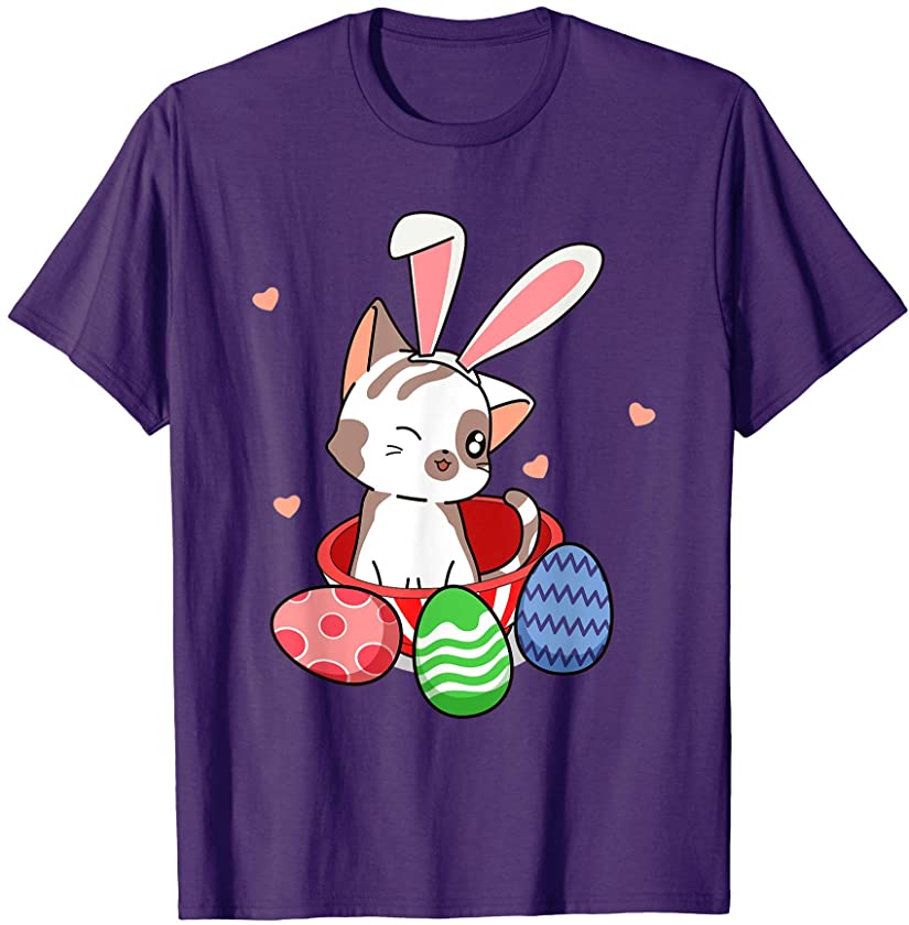 Cute Cat Easter Day Bunny Eggs Costume T-Shirt