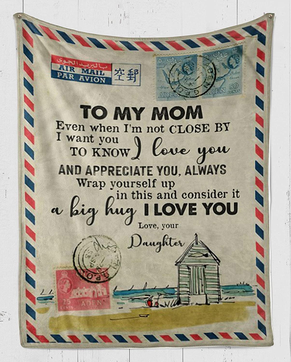 Fleece Blanket -Mail Fleece Blanket-to My mom-to My mom – Fleece Blanket 3D Soft Cozy Lightweight Durable Plush Throw Blanket for Bedroom Living, Gift for Mother