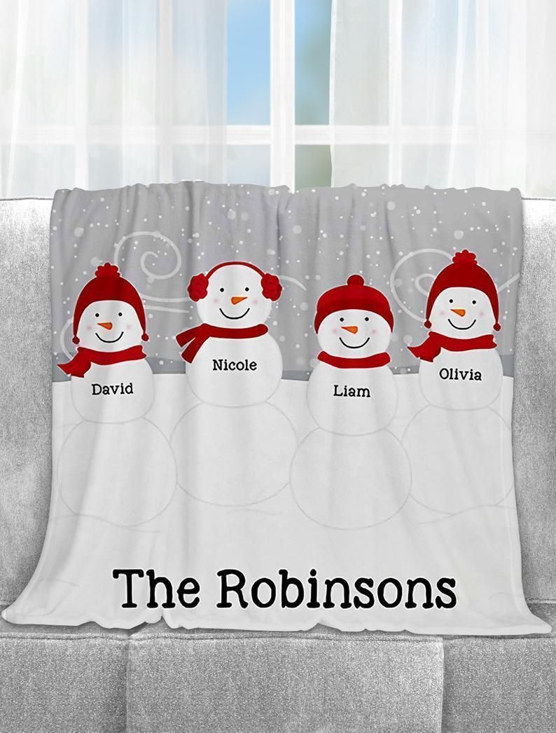 Snowman Christmas The Robinsons Custom Text Name Printed Blanket