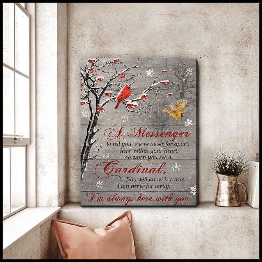 A Message When You See A Cardinal – Best Idea Gift For Dog Lover, Gift For Home Decor, Gift For Family – Horizontal Canvas Matte Canvas Wall Art